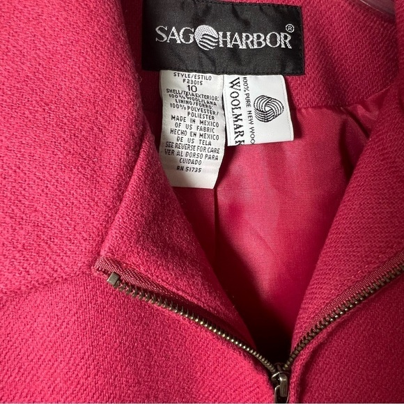 Vintage Pink Wool Cropped Short Jacket Zip Blazer Career Business Preppy Fitted - Picture 11 of 12